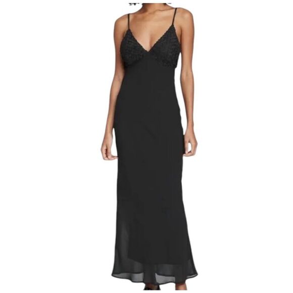 NEW Wild Fable Sleeveless Rosette Cup Black Maxi Dress XXS - Picture 2 of 11